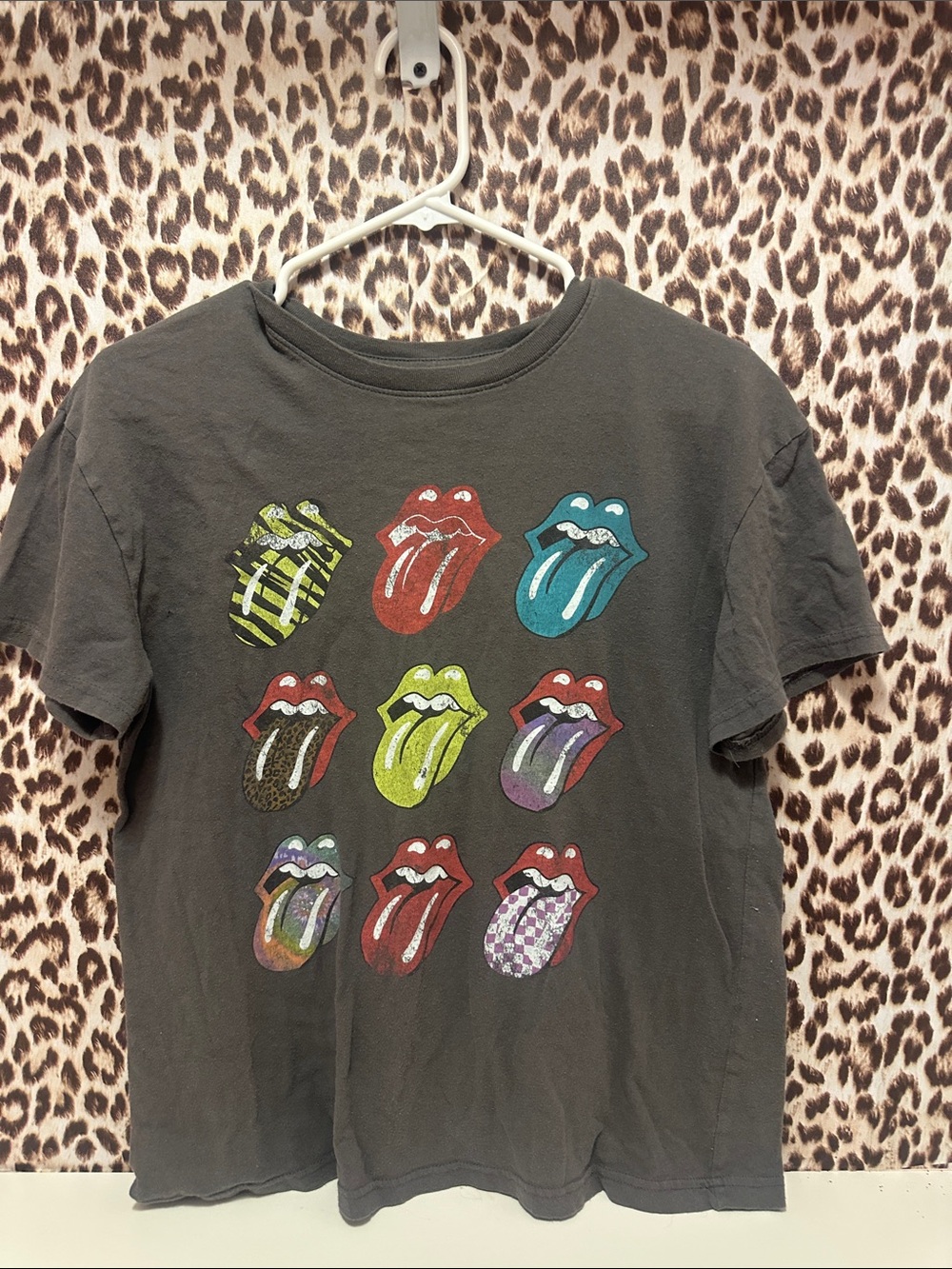 Kids Black Graphic Tee with Colorful Tongue Motif